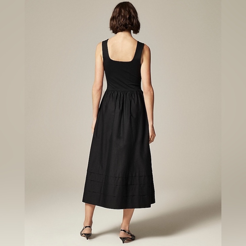 NWT J.Crew Petite Drop-waist mixy dress Black Midi XSP XS Preppy Dark Fairy - Picture 3 of 13